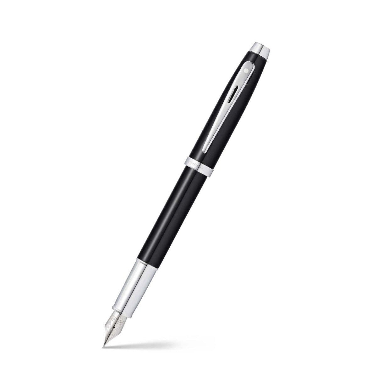 Pen Sheaffer 100 E9338 Glossy Black Lacquer With Chrome Plated Trims Fine Fp