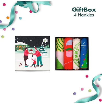 imagXmas 4 Large Hankies Gift Box of Men's