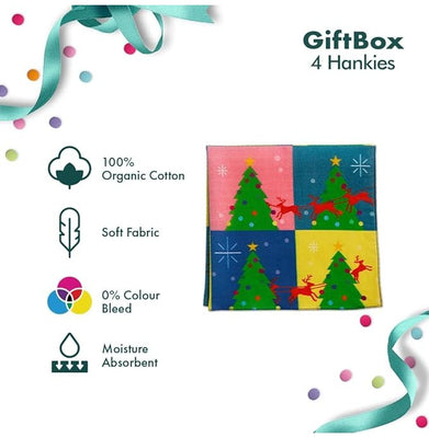 imagXmas 4 Large Hankies Gift Box of Men's