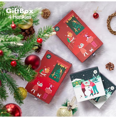 imagXmas 4 Large Hankies Gift Box of Men's
