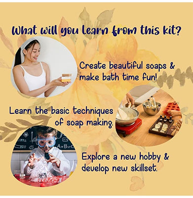 imagKalakaram Melt & Pour Cocoa Butter Floral Soap Making Kit, Soap Making For Kids And Adults, Make 6 Floral Soap, SLS And Paraben Free Cocoa Butter Soap Base, Gifting Soap Making Kit For Loved Ones