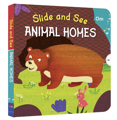 imagBoard book : Slide and See Animals Homes Paperback Om Books International