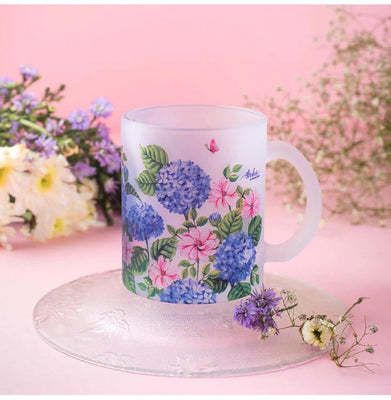 imagHydrangea Frosted Glass Mug