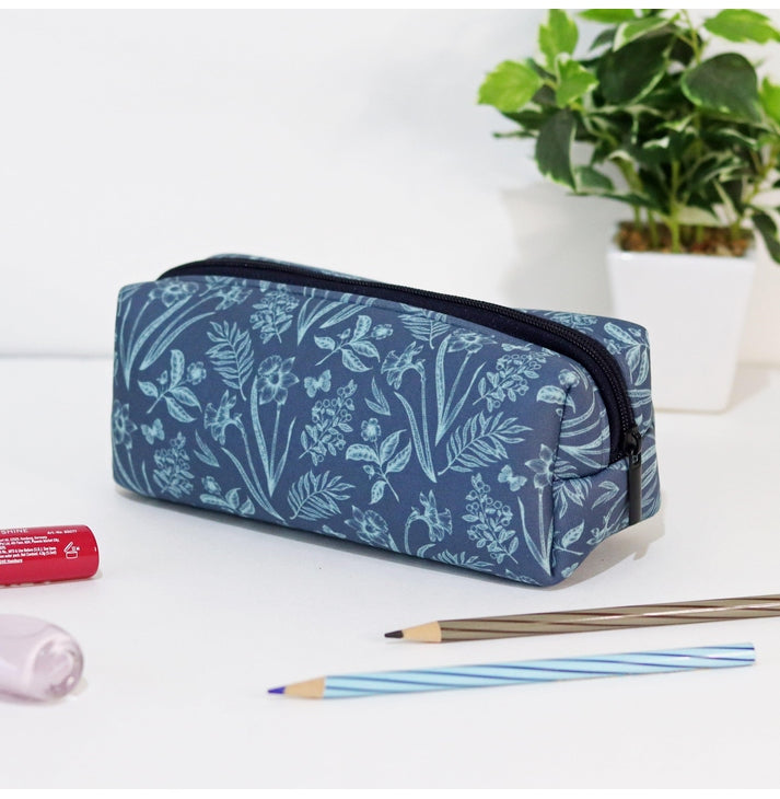 Navy Blue Floral Cosmetic Pouches - Set of 2 - Crossword.in 