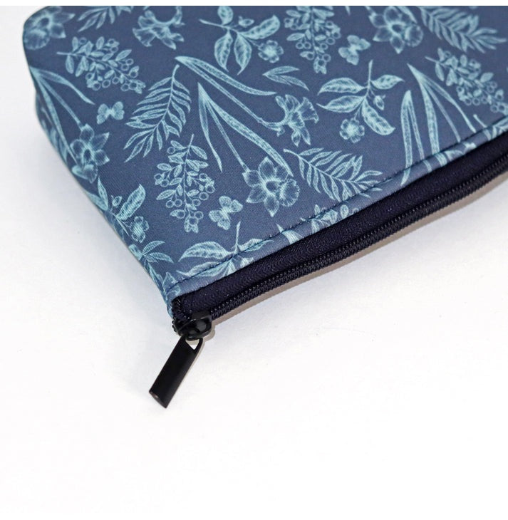 Navy Blue Floral Cosmetic Pouches - Set of 2 - Crossword.in 