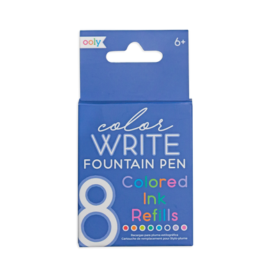 imagOOLY Color Write Colored Fountain Pens Ink Refills - Set of 8