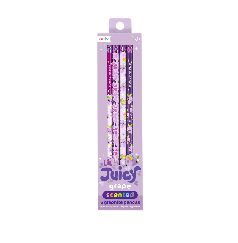 OOLY Lil Juicy Grape Scented Graphite Pencils - Set of 6 Fun Designs