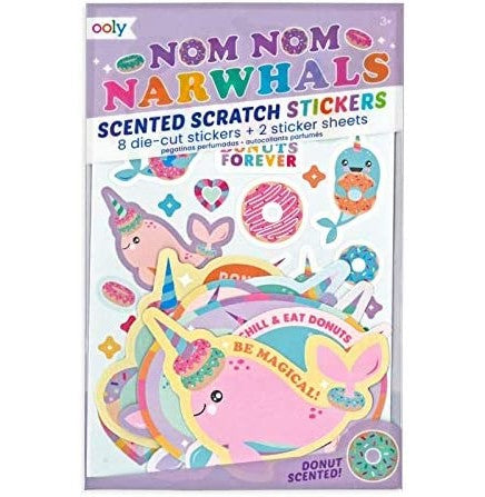 OOLY, Nom Nom Narwhals Scented Stickers - 2 Sticker Sheets + 8 Jumbo Stickers - Crossword.in 