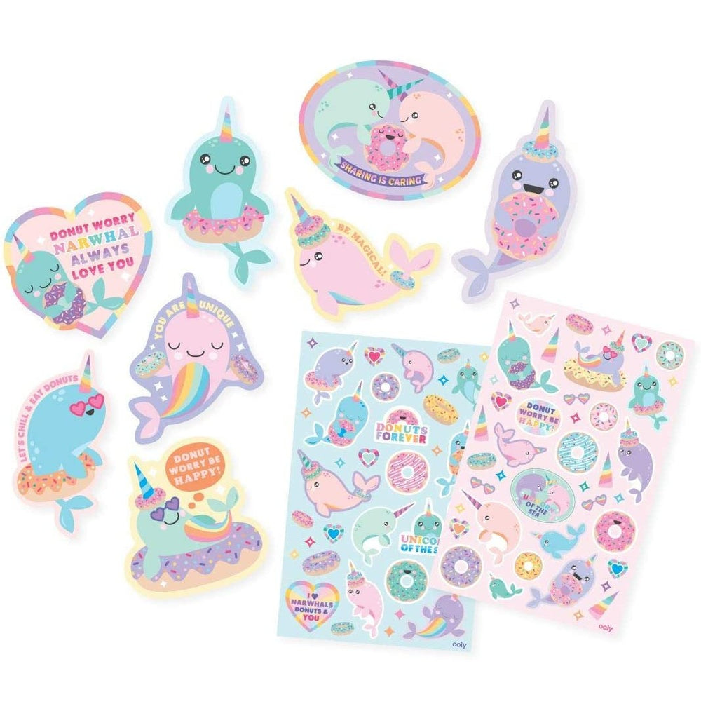 OOLY, Nom Nom Narwhals Scented Stickers - 2 Sticker Sheets + 8 Jumbo Stickers - Crossword.in 