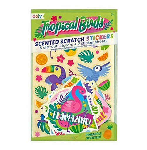 OOLY, Tropical Birds Scented Stickers - 2 Sticker Sheets + 8 Jumbo Stickers - Crossword.in 