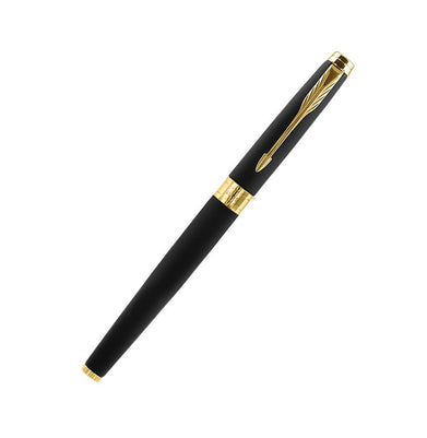 imagParker Aster Matte Black Gold Trim Roller Ball Pen - Crossword.in 
