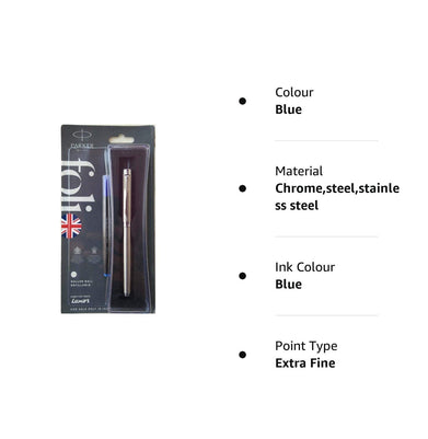 imagParker Folio Stainless Steel Roller Ball Pen Chrome Trim