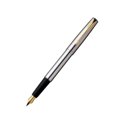 imagParker Frontier Stainless Steel Gold Trim Fountain Pen
