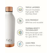 image //www.c...Root7 Stainless Steel Insulated Water Bottle, White Split Bottle-750ml