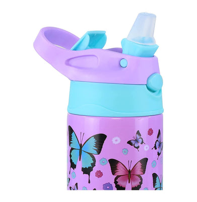 imagSmily Kiddos Insulated water bottle 600ml - Butterfly Theme Purple