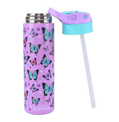 imagSmily Kiddos Insulated water bottle 600ml - Butterfly Theme Purple