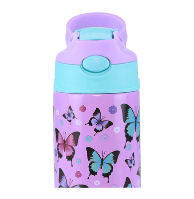 imagSmily Kiddos Insulated water bottle 600ml - Butterfly Theme Purple