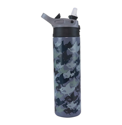 imagSmily Kiddos Insulated water bottle 600ml - Shark Theme Grey
