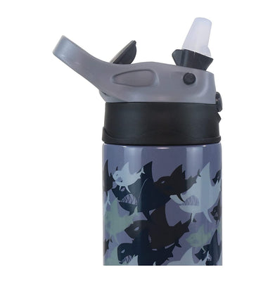 imagSmily Kiddos Insulated water bottle 600ml - Shark Theme Grey