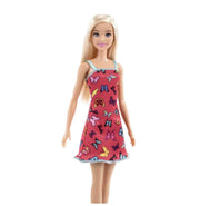 image //www.c...Barbie Doll 11.5 inches with Colorful Butterfly Logo Print Red Dress & Strappy Heels