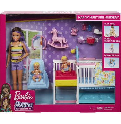 imagBarbie Skipper Baby sitters Nap‘n'Nurture Nursery Dolls and Playset