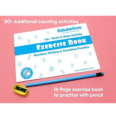 imagEduketive 123 Numbers & Counting Write & Wipe Reusable Activity Writing Practice Preschool Learning Educational Game with Exercise Book