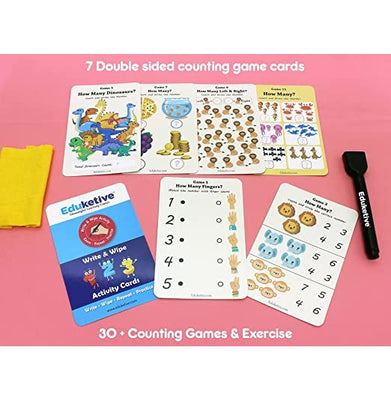imagEduketive 123 Numbers & Counting Write & Wipe Reusable Activity Writing Practice Preschool Learning Educational Game with Exercise Book