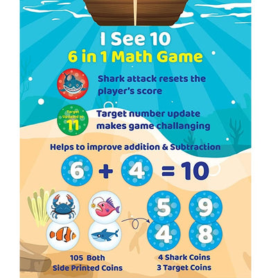 imagEduketive I See 10 - 6 in 1 Quick Math Game Learning & Educational Game for Kids -105 Pieces
