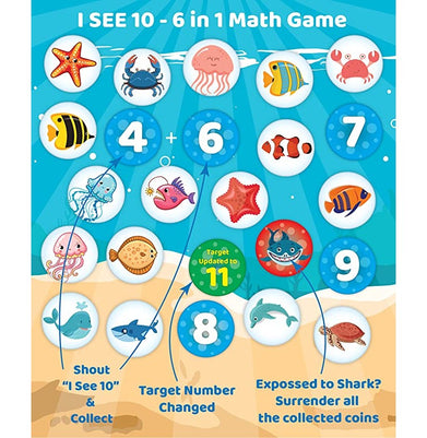 imagEduketive I See 10 - 6 in 1 Quick Math Game Learning & Educational Game for Kids -105 Pieces
