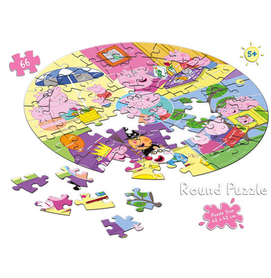 imagFrank Peppa Pig Round Jigsaw Puzzle- 66 Pcs