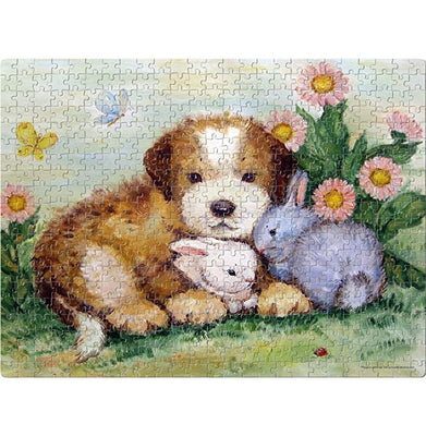 imagFrank Puppy and Rabbits Jigsaw Puzzle- 500 Pieces