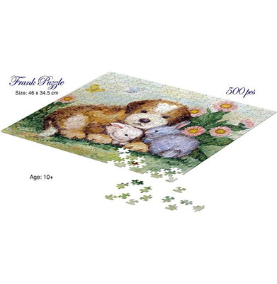 imagFrank Puppy and Rabbits Jigsaw Puzzle- 500 Pieces