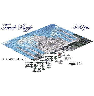 imagFrank Taj Mahal 500 Piece Jigsaw Puzzle – Fun Puzzles for Kids for Age 10+ and for Adults – Realistic Illustrations – Educational Puzzle Games for Focus, Memory, Mental Boost