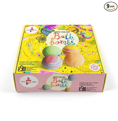 imagKalakaram Bath Bombs Making Kit, Make your Own 4 Fun Bath Bombs at Home, DIY Activity for Kids, Colorful Bath Bombs Making Kit
