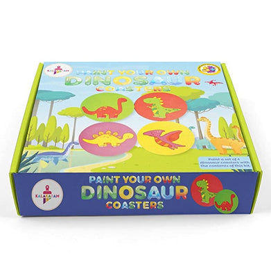imagKalakaram Paint Your Own Dinosaur Coaster DIY Kit for Kids
