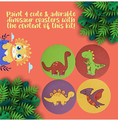 imagKalakaram Paint Your Own Dinosaur Coaster DIY Kit for Kids