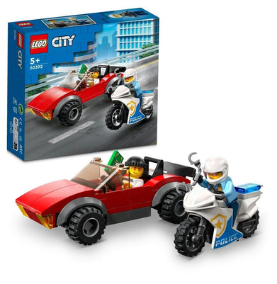 imagLEGO City Police Bike Car Chase 60392 Building Toy Set