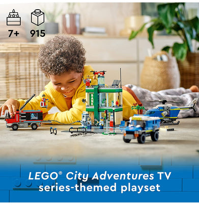 imagLEGO City Police Chase at The Bank 60317 Building Kit 915 Pieces