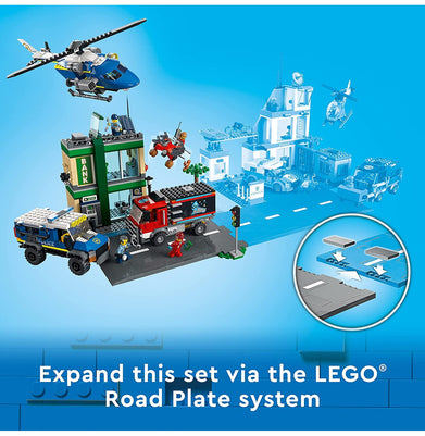 imagLEGO City Police Chase at The Bank 60317 Building Kit 915 Pieces