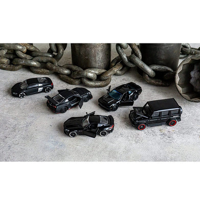 imagMajorette Black Edition Gift Set with 5 Black Luxury Toy Cars with Rotating Wheels Features, Die Cast Vehicle, Scale 1:64, for car Fans and Collector for 3+ Years Girls, Boys, Kids