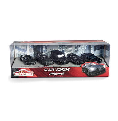 imagMajorette Black Edition Gift Set with 5 Black Luxury Toy Cars with Rotating Wheels Features, Die Cast Vehicle, Scale 1:64, for car Fans and Collector for 3+ Years Girls, Boys, Kids