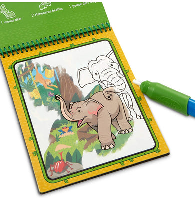 imagMelissa & Doug On The Go Water Wow! Reusable Water-Reveal Coloring Activity Pad Jungle Multicolor
