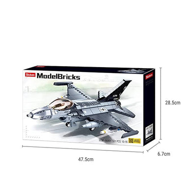 imagSluban F-16C Falcon Fighter Building Blocks Kit for Kids - Creative Construction Set with 521 Pieces Educational STEM Toy