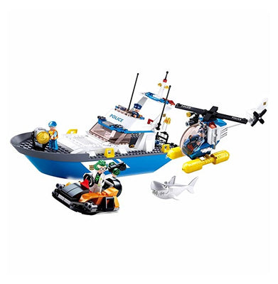 imagSluban Land & Sea Police Building Blocks Kit for Kids - Creative Construction Set with 347 Pieces Educational STEM Toy