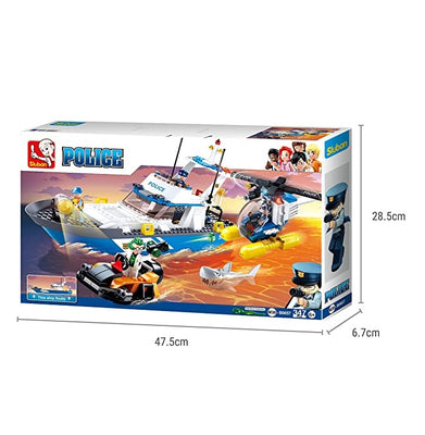 imagSluban Land & Sea Police Building Blocks Kit for Kids - Creative Construction Set with 347 Pieces Educational STEM Toy
