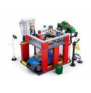 image //www.c...Sluban Town Automobile Sales Service Shop Building Bricks with 3 Mini Toys & 1 Blue Toy Car