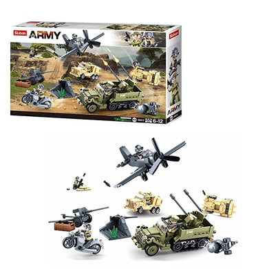 imagSluban World War 2 Gift Set Building Blocks Kit for Kids - Creative Construction Set with 552 Pieces Educational STEM Toy