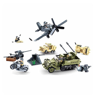 imagSluban World War 2 Gift Set Building Blocks Kit for Kids - Creative Construction Set with 552 Pieces Educational STEM Toy