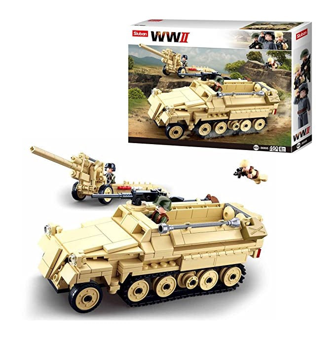 Sluban WW2 - Sd.Kfz. 251 Half Track Building Blocks with a K-18 Canon & 3 Army Toys - Crossword.in 