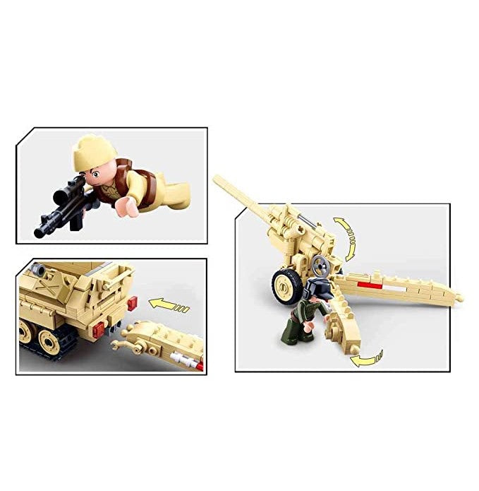 Sluban WW2 - Sd.Kfz. 251 Half Track Building Blocks with a K-18 Canon & 3 Army Toys - Crossword.in 